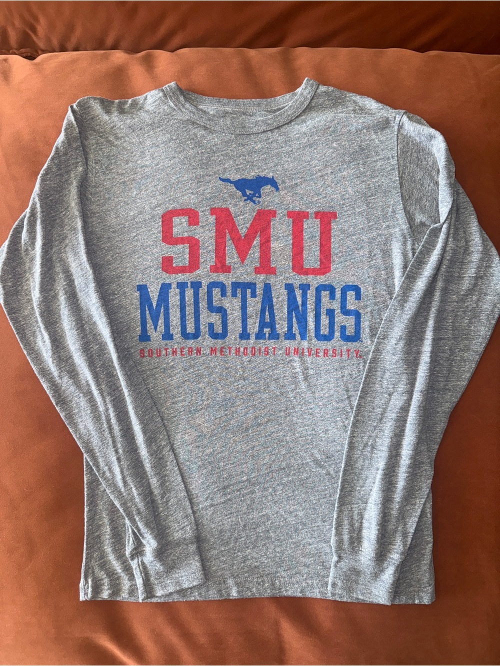 SMU Mustangs Long Sleeve Tee Gray Small Southern Methodist University